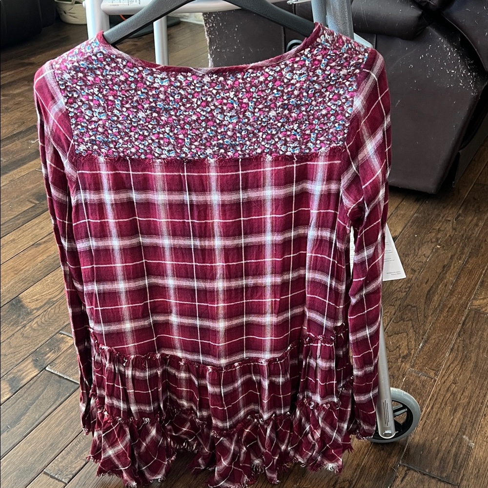 🌻Altar'd State Burgundy long  Boho shirt Med C354 - Picture 5 of 7